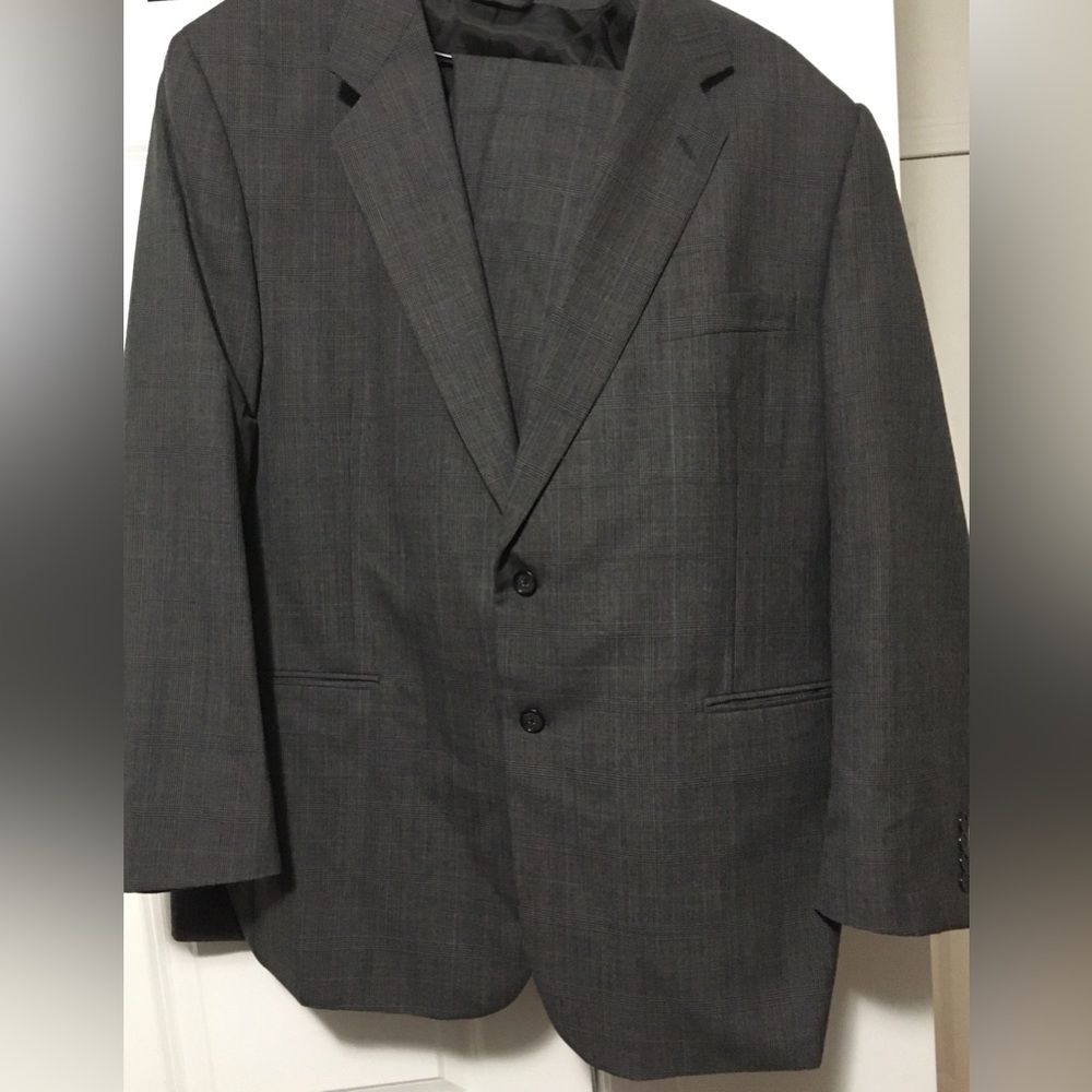 Vintage Jeffrey Banks Suit in Grey, and Blue Pinstripe and Houndstooth
